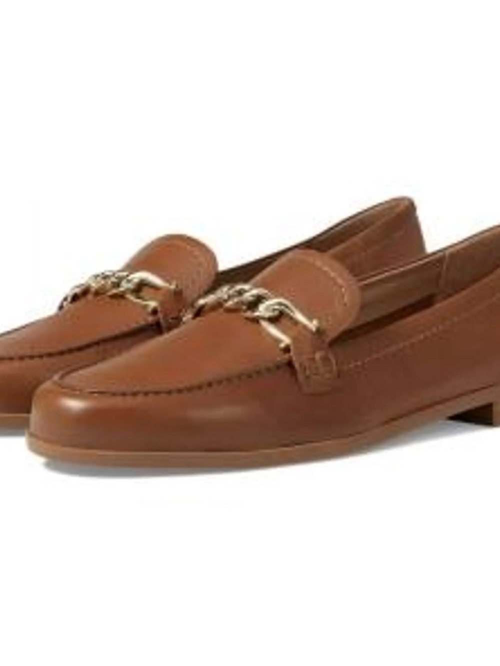 Naturalizer Tan Loafers with Gold Chain Detail